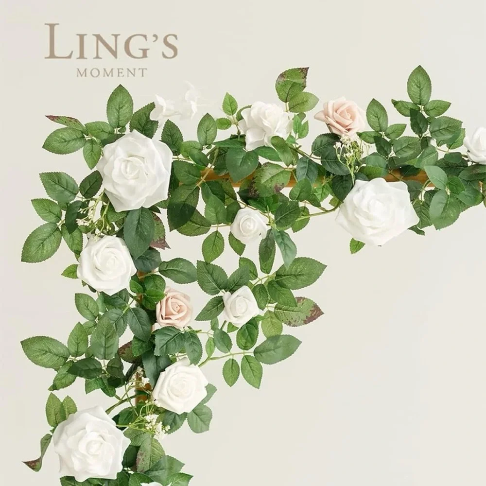 Ling's Moment 5' Garland in 'White & Sage'. Both used once Indoors. Like New